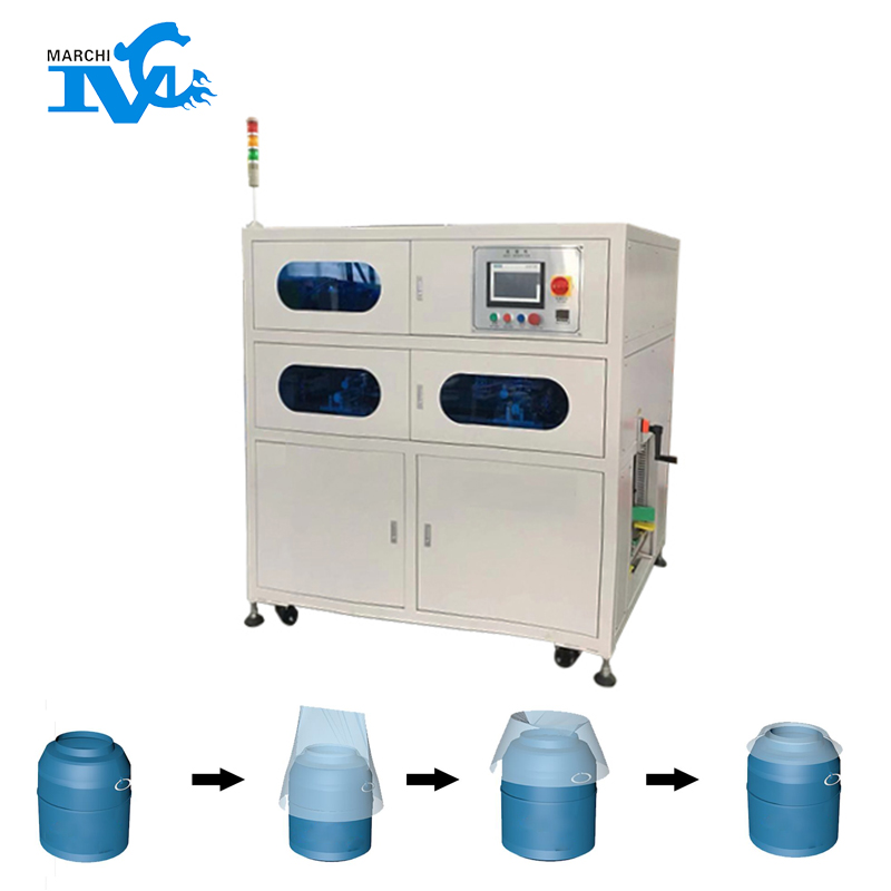 周轉筐內套袋機